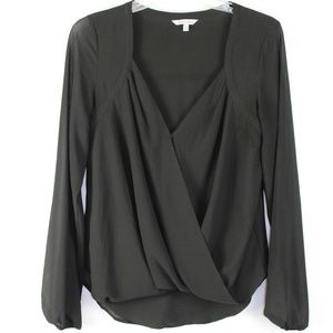 Naked Zebra Black V Neck Long Sleeve Blouse